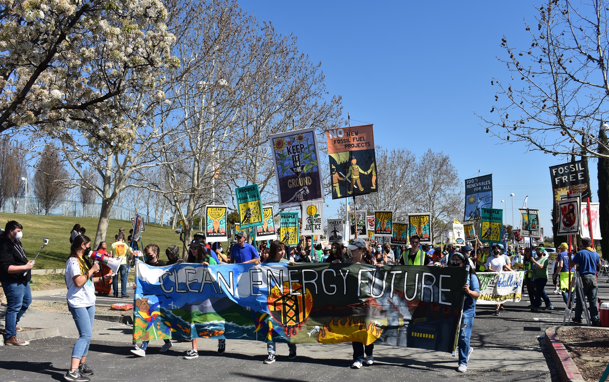 Clean Energy demonstrators marching in Antioch for a Clean Energy Future