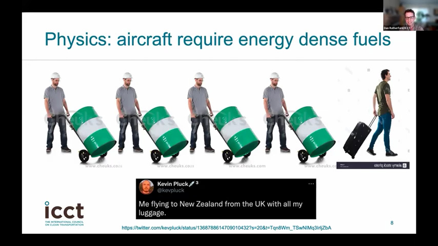 Fight or Flight video snapshot showing graphic with barrels of aviation fuel per passenger