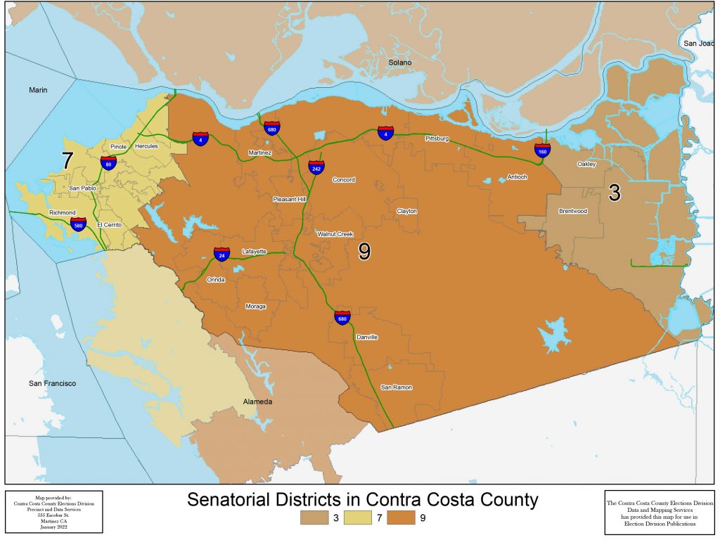 Contra Costa County Senate Districts Map