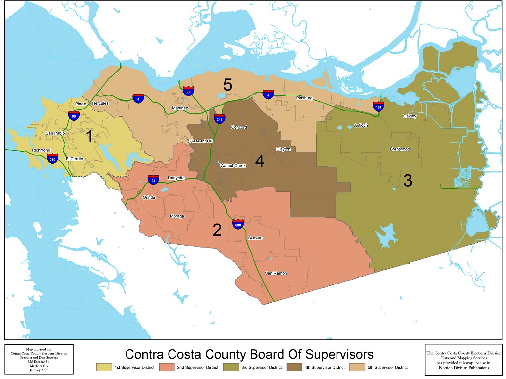 Contra Costa County Board of Supervisors Districts Map