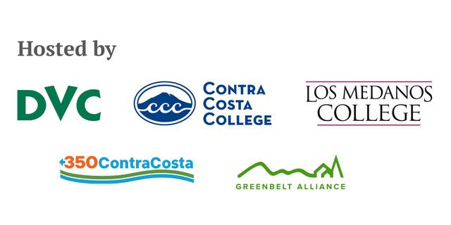 Logos for the following organizations: DVC; Contra Costa College; Los Medanos College; 350 Contra Costa; Greenbelt Alliance;