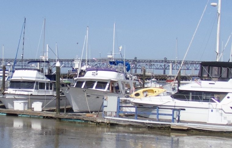 Mixed Environmental Score: Endless Waterfront Recreation / Martinez Marina with Benicia Bridge in background, linking Martinez and Benicia