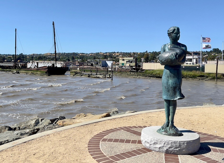 Hope for a healthy Carquinez Stait and a Sustainable Future The Seagull Girl sculpture stands at the edge of the Benicia waterfront Image credit: Christine Stevens