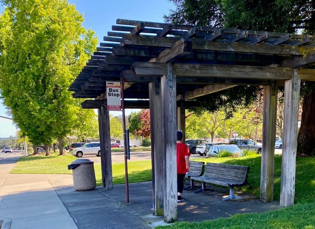 One of two Moraga bus stops Image credit: Volunteer staff photo Moraga CA Climate Action & Advocacy - 350 Contra Costa Action Moraga CA Climate Action & Advocacy - 350 Contra Costa Action