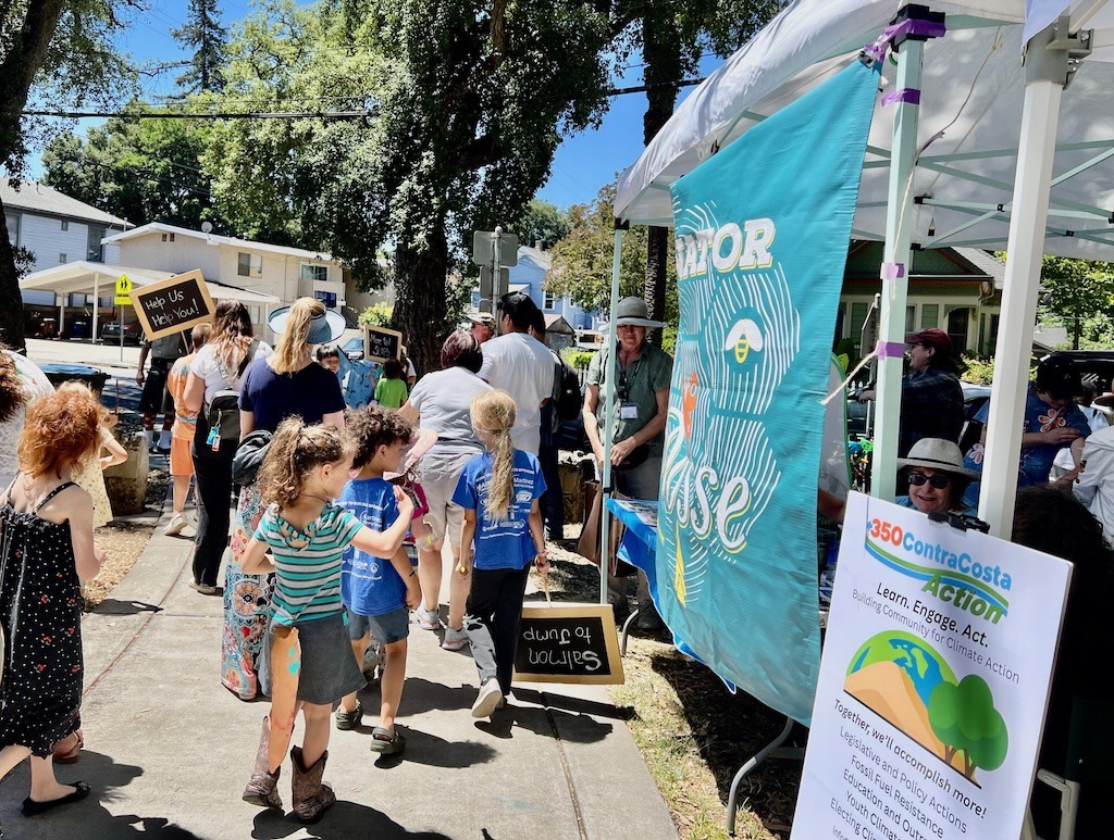Martinez CA Climate Action & Advocacy Children march in a bagpipe parade beside the 350 CAA booth at the Martinez Beaver Festival, June 13, 2026 Image credit: Christine Stevens Find Climate Action in CC County & Cities - 350 Contra Costa Action Find Climate Action in CC County & Cities - 350 Contra Costa Action